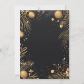 Kerst Zwart en Goud Elegant Feest Kaart (Achterkant)