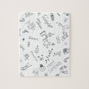 kerst zwart en wit leuk krabbeltje legpuzzel