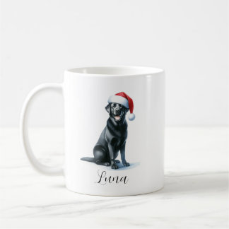 Kerst Zwart Lab Dog in Santa Hat Coffee Mok