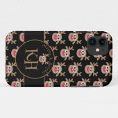 Kerst Zwart Monogram Schattige rendierpatroon Case-Mate iPhone Case (Achterkant (horizontaal))