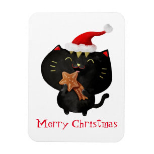 Kerst zwart schattig kat magneet