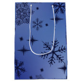 Kerst Zwart Sneeuwvlokprint Middenformaat Cadeasta Medium Cadeauzakje (Achterkant)