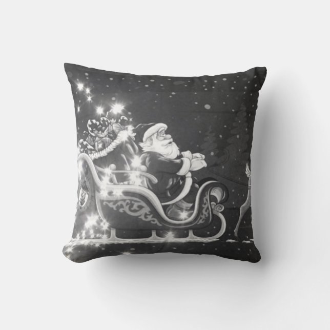 Kerst  zwart-wit Santa decor Kussen (Voorkant)