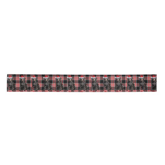 Kerst Zwarte Labrador hond Rood Plaid Lint (Voorkant)