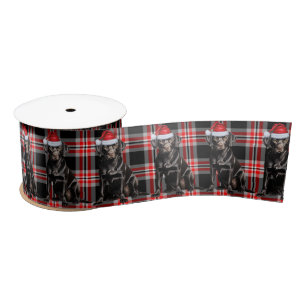 Kerst Zwarte Labrador hond Rood Plaid Lint