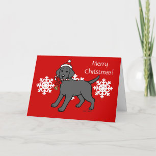 Kerst Zwarte Labrador Puppy Candy Cane Feestdagen Kaart