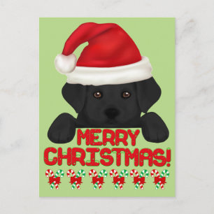 Kerst Zwarte Labrador Puppy! Feestdagenkaart