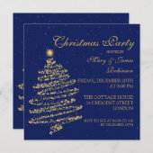 Kerst Zwirly Tree Gold & Navy Blue Kaart (Voorkant / Achterkant)