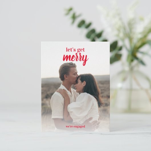 kerstaankondiging Verloving feestdag Briefkaart (Staand voorkant)