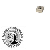 Kerstaap Butt Wood Art Stamp Rubberstempel (Gestempeld)