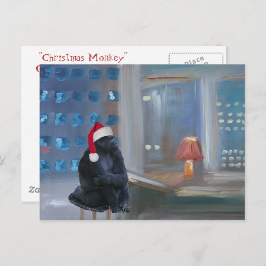 "Kerstaap" Feestdagenkaart (Voorkant / Achterkant)