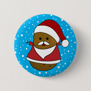 Kerstaardappel in een kerstmannenhoed en -pak ronde button 5,7 cm