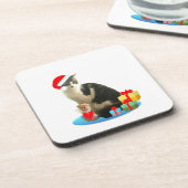 Kerstabel kat en schattige kleine engel onderzetter (Linkerzijde)