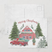 Kerstabel rood op de wintersneeuw feestdagenkaart (Voorkant / Achterkant)