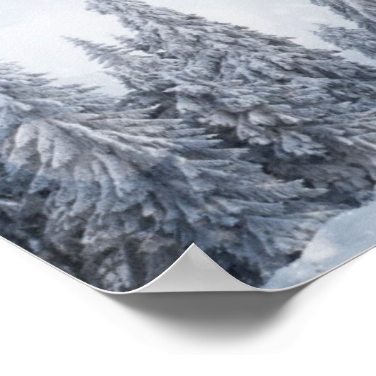 Kerstachtergrond met Snowy Fir Trees Poster (Hoek)