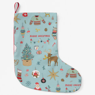 Kerstachtergrond, naadloos inpakken van papier kleine kerstsok