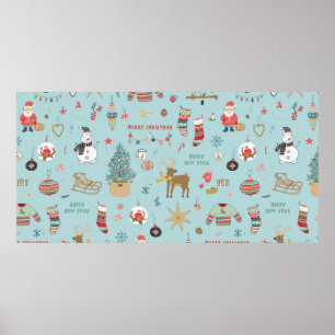 Kerstachtergrond, naadloos inpakken van papier poster
