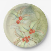 Kerstachtige bessen papieren bordje (Voorkant)