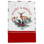 Kerstachtige bruine hert medium cadeauzakje (Voorkant)
