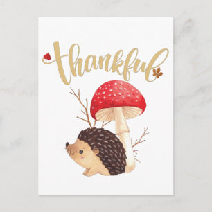 Kerstachtige Cute Kawaii Egel Herfst Ansichtkaart Briefkaart