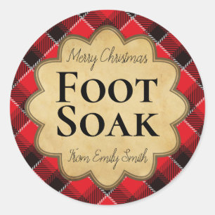 Kerstachtige rode en zwarte soketiketten ronde sticker