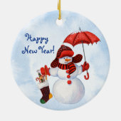 Kerstacrylversiering voor bomen met sneeuwpoppen keramisch ornament (Achterkant)