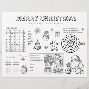 Kerstactiviteit voor kinderen papieren placemat