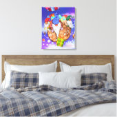 Kerstadoek Afdrukgnomen die met cadeautjes vliegen Canvas Afdruk (Insitu (Slaapkamer))