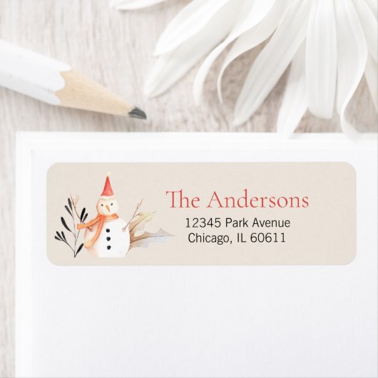 kerstadres feestdag Snowman Etiket (Insitu)