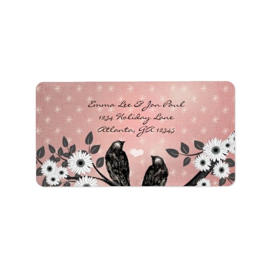 kerstadres vogels etiket (Voorkant)