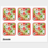 Kerstadvertentiekalender Vierkante Sticker (Vel)