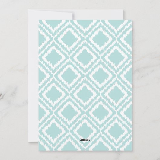 Kerstafbeelding | Rood en Blauw Motif Ikat Feestdagenkaart (Achterkant)