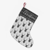 Kerstag Grijs Tartan Aangepast Kleine Kerstsok (Voorkant (Hangend))