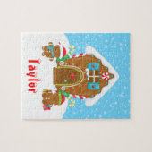 Kerstagebak Huis Rood en blauw Legpuzzel (Horizontaal)