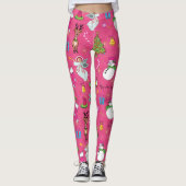 Kerstagel, herten en sneeuwpoppen leggings (Voorkant)