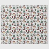 Kerstagetjes kerstbomen  kaarsen cadeaupapier (Vlak)