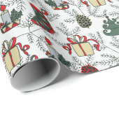 Kerstagetjes kerstbomen  kaarsen cadeaupapier (Rol Hoek)