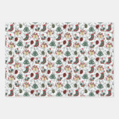 Kerstagetjes kerstbomen  kaarsen inpakpapier vel (Voorkant 3)