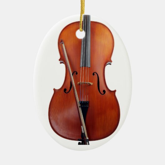 Kerstageversierde Cello Keramisch Ornament (Voorkant)