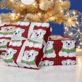 Kerstaire beren, braadbramen, holly bessen, met ad cadeaupapier