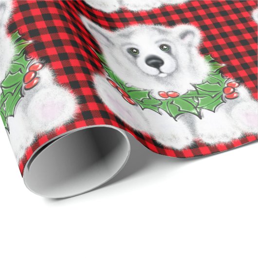 Kerstaire beren, braadbramen, holly bessen, met ad cadeaupapier (Rol Hoek)