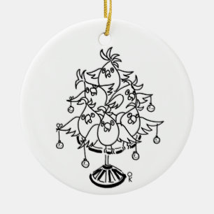 Kerstaire eenzijdige katoenboom keramisch ornament