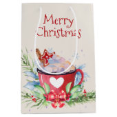 Kerstaire hete cacao en pine medium cadeauzakje (Voorkant)