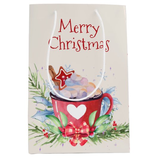 Kerstaire hete cacao en pine medium cadeauzakje (Voorkant)