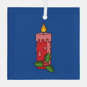 Kerstaire kaars met Holly Glas Ornament (Achterkant)