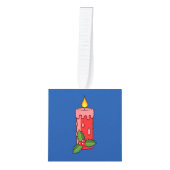 Kerstaire kaars met Holly Kubus Ornament (Voorkant)