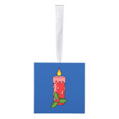 Kerstaire kaars met Holly Kubus Ornament (Rechts)