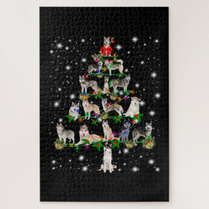 Kerstaire kerstboom, bedekt door vlieglicht legpuzzel