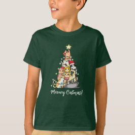 Kerstaire kerstboom met vun Meowy Catmas T-shirt