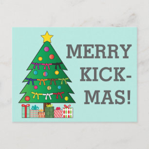 Kerstaire kerstboom voor Merry Kick-mas Martial Ar Briefkaart